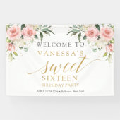 Rosenrosen Eukalyptus-Gold, elegant, rosa, süß 16 Banner (Horizontal)