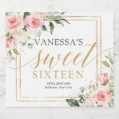 Rosenrosen Eukalyptus-Gold sechzehn Schaumweinetikett (Einzelnes Label)