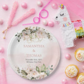 Rosenrosen Eukalyptus-Grüngold Pappteller (Party)