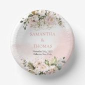 Rosenrosen Eukalyptus-Grüngold Pappteller (Vorderseite)