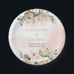 Rosenrosen Eukalyptus-Grüngold Pappteller<br><div class="desc">Stellen Sie sich die bezaubernde Szene an einem Hochzeitsempfang vor, an dem rustikale Rosen mit rosa Rosen aus rotem Rot, verwoben mit zartem Eukalyptusgrün, die elegante Teller aus Goldpapier schmücken. Jeder Teller erzählt eine Geschichte von Romantik und Naturschönheit, die die Liebe und Persönlichkeit des Paares widerspiegelt. Diese einzigartig gestalteten Teller...</div>