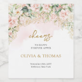 Rosenrosen-Eukalyptus-Hochzeit Weinetikett (Einzelnes Label)