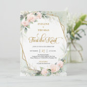 Rosenrosen Eukalyptusgold an den Knoten Einladung (Stehend Vorderseite)