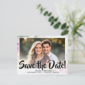 Rosenrosen-Foto Save the Date Hochzeit Postkarte (Stehend Vorderseite)