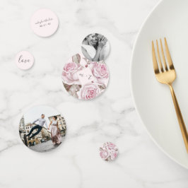 Rosenrosen-Foto und Name Hochzeit Konfetti