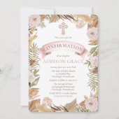 Rosenrosen-getrocknete Gräser Blumengähne Einladung (Vorderseite)