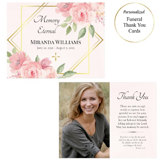 Rosenrosen, griechisch-orthodoxe Beerdigung Dankeskarte