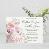 Rosenrosen Hochzeitssache Einladung (Stehend Vorderseite)