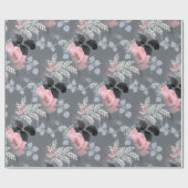 Rosenrosen in blassrosa über grauem Hintergrund Geschenkpapier (Flach)