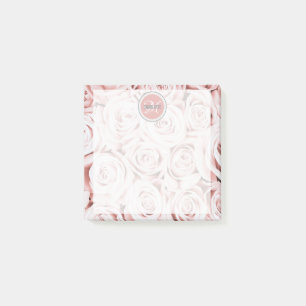 Rosenrosen in Rosa, modern personalisiert Post-it Klebezettel