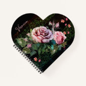 Rosenrosen in schwarz notizblock (Vorderseite)