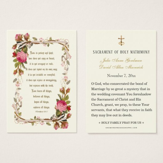 Rosenrosen Katholische Hochzeitskarte (Vorne & Hinten)