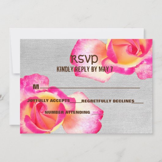 Rosenrosen, Leinwand Wedding RSVP Einladung (Vorderseite)