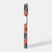 Rosenrosen mit blauen Blätter auf blau iPhone Hülle (Rechte Seite)