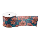 Rosenrosen mit blauen Blätter auf blau Satinband (Spule)