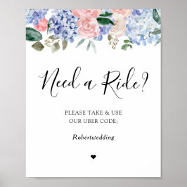 Rosenrosen mit blauen Hydrangeas brauchen eine Fah Poster
