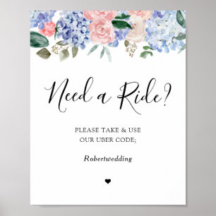 Rosenrosen mit blauen Hydrangeas brauchen eine Fah Poster