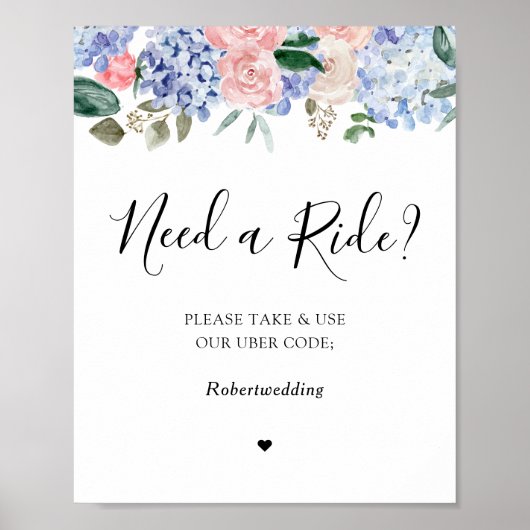 Rosenrosen mit blauen Hydrangeas brauchen eine Fah Poster (Vorne)