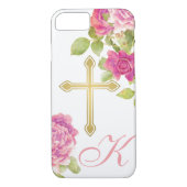 Rosenrosen, Mit Monogramm Kreuz, Christlich Case-Mate iPhone Hülle (Rückseite)
