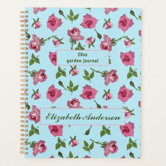 Rosenrosen-Oberflächendesign auf blauem Planen Planer (Vorderseite)