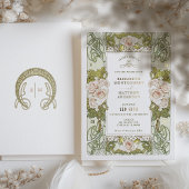 Rosenrosen Romantische Jugendstil-Hochzeit Folieneinladung