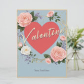 Rosenrosen Romantischer Herztag Valentinstag Feiertagskarte (Stehend Vorderseite)