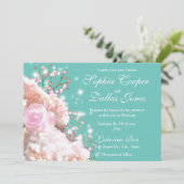 Rosenrosen, rosa Hydrangeas Einladung (Stehend Vorderseite)