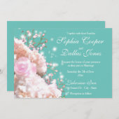 Rosenrosen, rosa Hydrangeas Einladung (Vorne/Hinten)