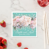 Rosenrosen, rosa Hydrangeas Serviette (Beispiel)