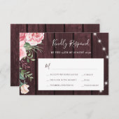 Rosenrosen, rosa, rosa, rosa, rosa, rosa, rosa, bo RSVP karte (Vorne/Hinten)