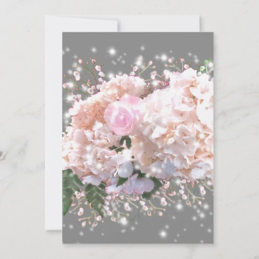 Rosenrosen, rosa, rosa, rosa, rosa und grau einladung (Rückseite)