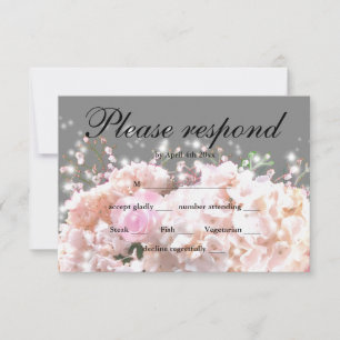 Rosenrosen, rosa, rosa, rosa, rosa und grau RSVP karte