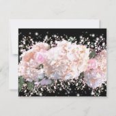 Rosenrosen, rosa und schwarz-weiße Spitzen Dankeskarte (Rückseite)