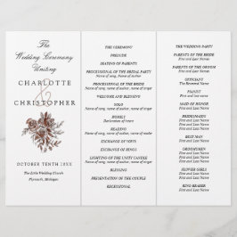 Rosenrosen Rose Tri-Fold Hochzeitsprogramm