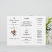 Rosenrosen Rose Tri-Fold Hochzeitsprogramm (Stehend Vorderseite)