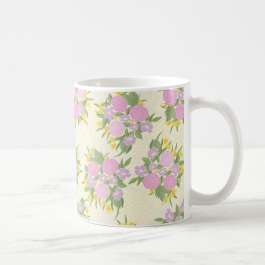 Rosenrosen, Rose und Gelbe Blumen Tasse (Rechts)