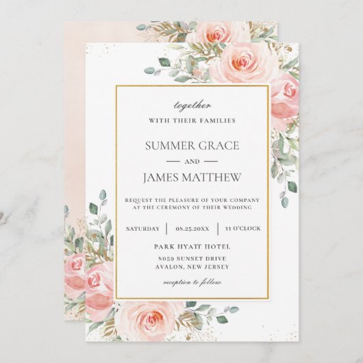 Rosenrosen Rosen Hochzeitsfeier Einladung (Vorne/Hinten)