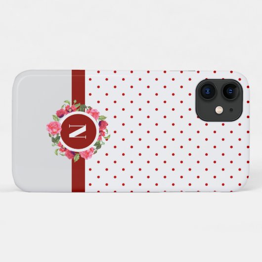 Rosenrosen-Rosen-Rosenbläser-Monogramm Wreath Case-Mate iPhone Hülle (Rückseite (Horizontal))