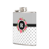 Rosenrosen-Rosen-Rosenbläser-Monogramm Wreath Flachmann (Links)