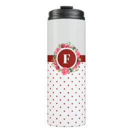 Rosenrosen-Rosen-Rosenbläser-Monogramm Wreath Thermosbecher