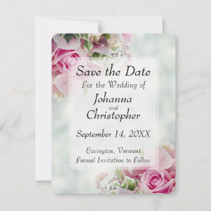 Rosenrosen Save the Date Hochzeitskarte