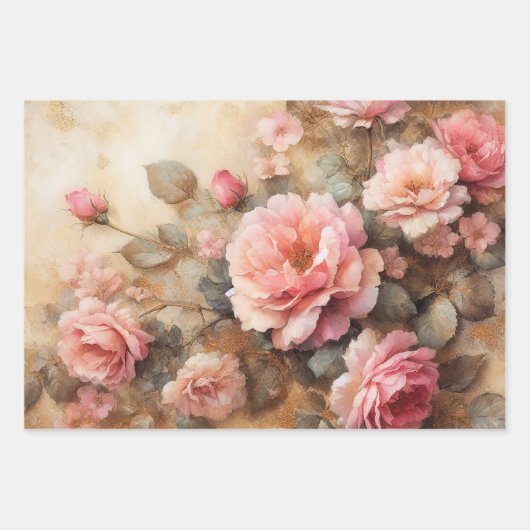 Rosenrosen, Vintag Geschenkpapier Set (Vorderseite 2)