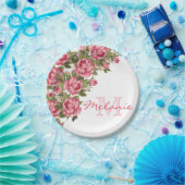 Rosenrosen, Vintag, Rosa Rose, Name der Peonies, M Pappteller (Party)