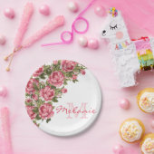 Rosenrosen, Vintag, Rosa Rose, Name der Peonies, M Pappteller (Party)