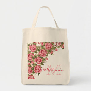 Rosenrosen, Vintag, Rosa Rose, Name der Peonies, M Tragetasche