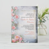 Rosenrosen Vintage Einladungen zum Jubiläum (Stehend Vorderseite)