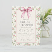 Rosenrosen Vintages Brautparty Einladung (Stehend Vorderseite)