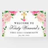 Rosenrosen Wasserfarbe Erste heilige Kommune Banner (Horizontal)