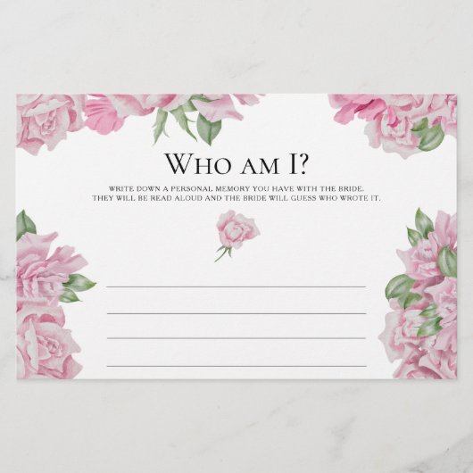 Rosenrosen - Wer bin ich Brautparty Briefpapier (Vorderseite)