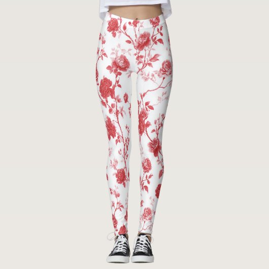 Rosenrot Floral Leggings (Vorderseite)